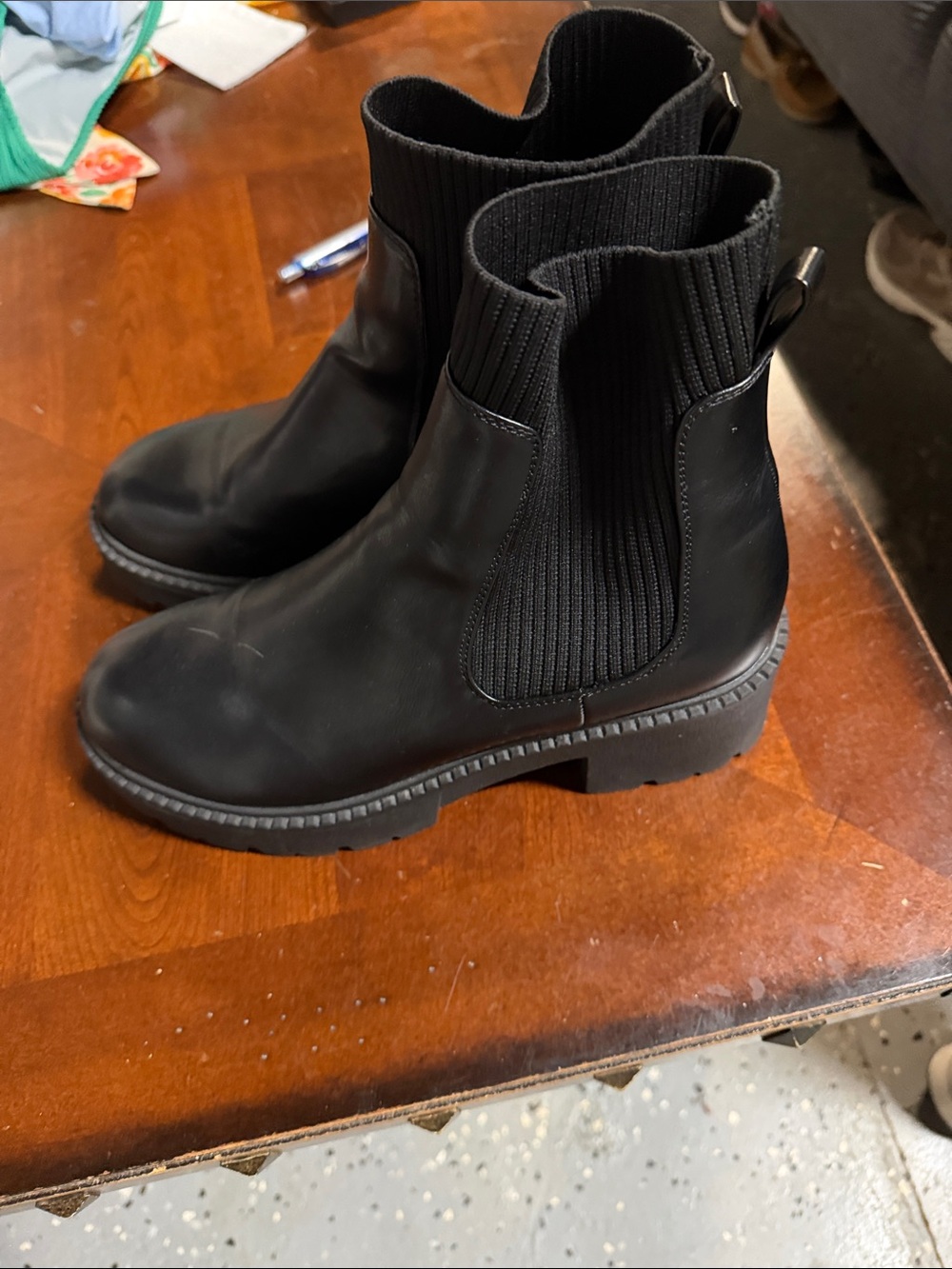 Madden Girl Black Stretch-Knit Ankle Boots